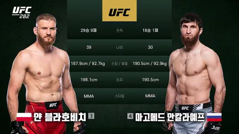 얀 블라호비치 vs 마고메드 안칼라예프 [UFC 282]