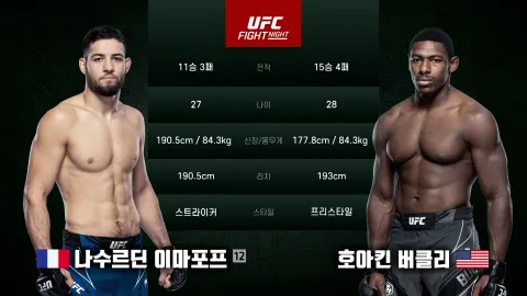 나수르딘 이마포프 vs 호아킨 버클리 [UFC FIGHT NIGHT] 하이라이트