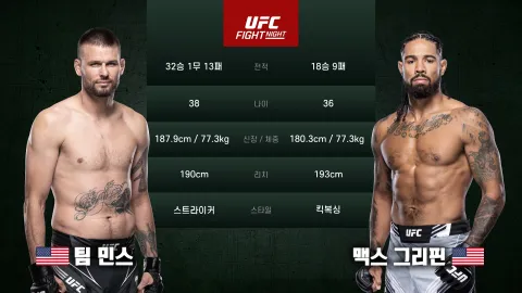 팀 민스 vs 맥스 그리핀 [UFC FIGHT NIGHT] 하이라이트